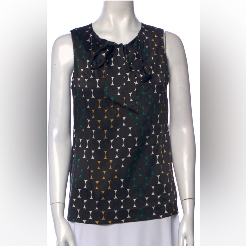Tory Burch silk pussybow sleeveless top black